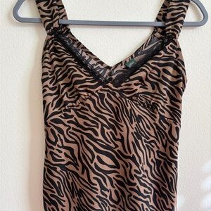 Wild Fable Animal Print Lace Trim Top